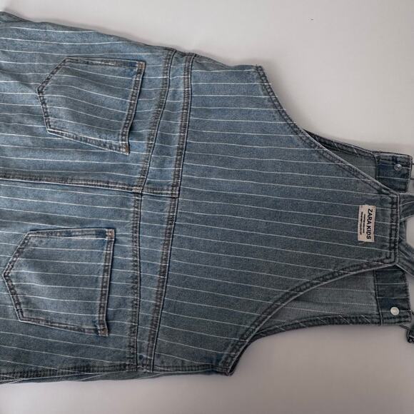 Zara Blue Stripe Denim Pinafore Dress - Size 10 - Picture 3 of 6